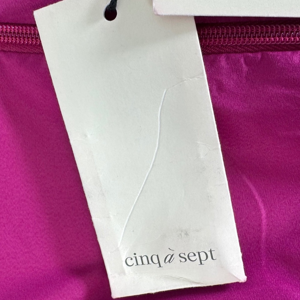 Cinq‎ A Sept Theo NWT Pink Ruby Faux Wrap Side Ruched Dress Sz 6 - Picture 6 of 12